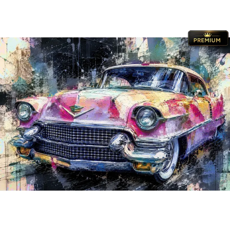 Tableau Cadillac rose pop art Pink Legacy – création automobile LVIP