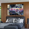 Tableau Cadillac rose dans une chambre contemporaine – décoration murale LVIP