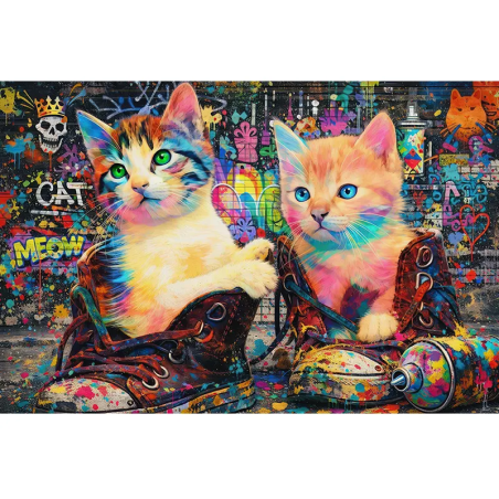 Tableau street art chats impression toile HD par LVIP