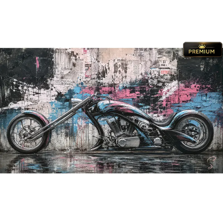 Tableau moto Urban Chrome art urbain contemporain LVIP