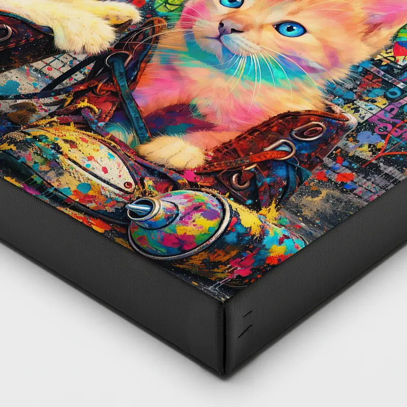 Tableau pop art chatons – deux chats colorés – déco moderne – œuvre vibrante par LVIP