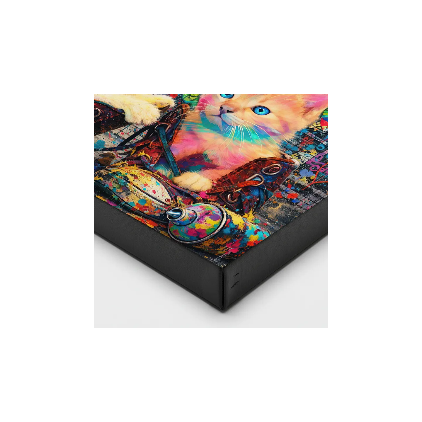 Tableau pop art chatons – deux chats colorés – déco moderne – œuvre vibrante par LVIP