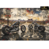 Tableau moto Twin Roads 66 deux choppers sur la Route 66 art contemporain