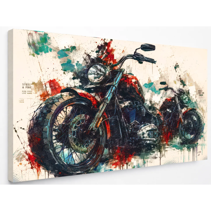 Tableau moto Steel Rebels sur toile Canvas premium tranche blanche – LVIP