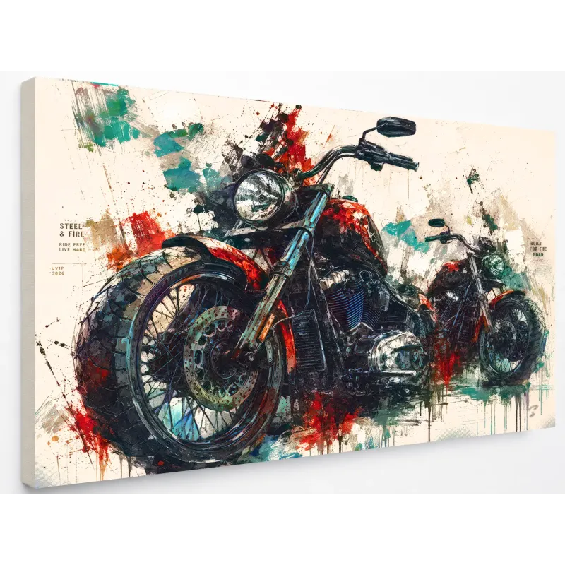 Tableau moto Steel Rebels sur toile Canvas premium tranche blanche – LVIP