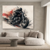 Tableau moto Black Rush dans un salon contemporain