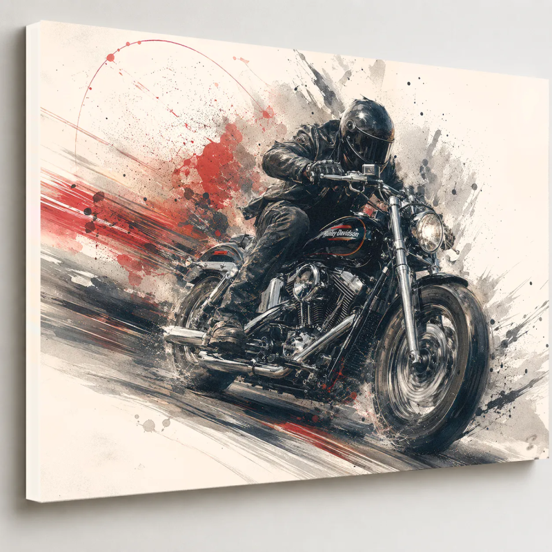 Tableau moto Black Rush impression toile premium