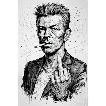 tableau david bowie noir et blanc pop art ink