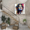 Tableau Évasion portrait féminin Pop Art coloré LVIP dans salon lumineux