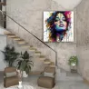 Tableau Évasion portrait féminin Pop Art coloré LVIP dans salon lumineux