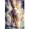 Tableau danse En Pointe – chaussons de ballerine en peinture contemporaine rose, mauve et dorée – LVIP