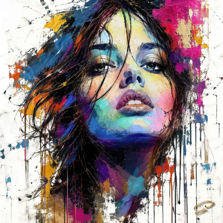 Tableau Évasion portrait féminin Pop Art coloré – création contemporaine LVIP