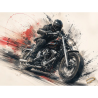 Tableau moto Black Rush avec motard – art mécanique contemporain LVIP