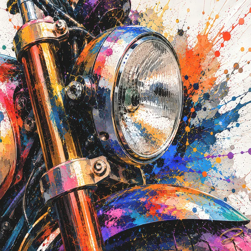 Tableau moto Chromatic Eye Pop Art mécanique contemporain – création LVIP