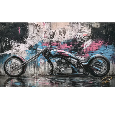 Tableau moto Urban Chrome art urbain contemporain LVIP