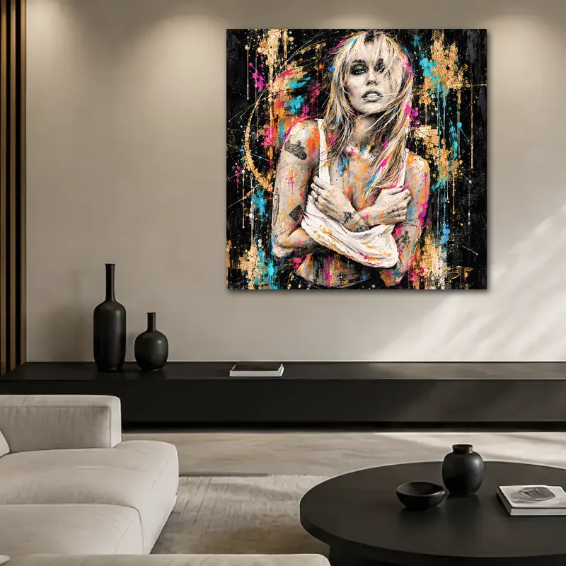 Tableau Miley Golden Rebel pour salon design