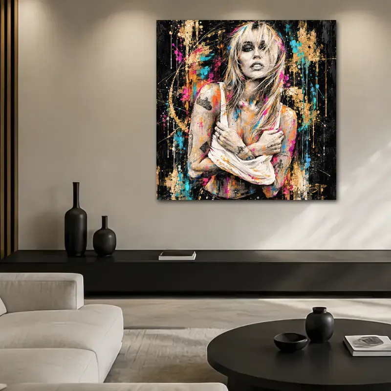 Tableau Miley Golden Rebel pour salon design