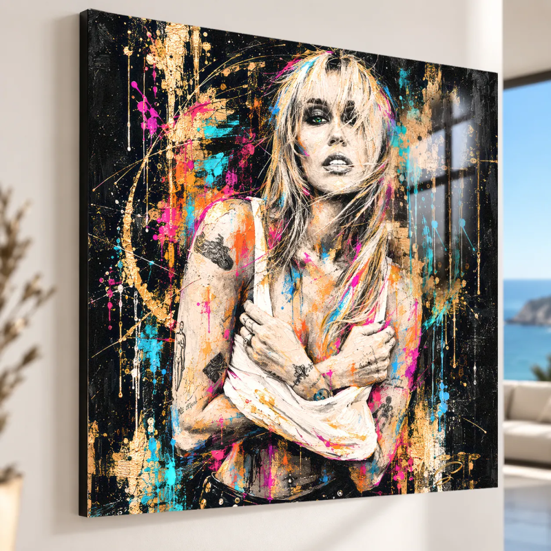 Tableau Miley Golden Rebel impression 3 mm plexi