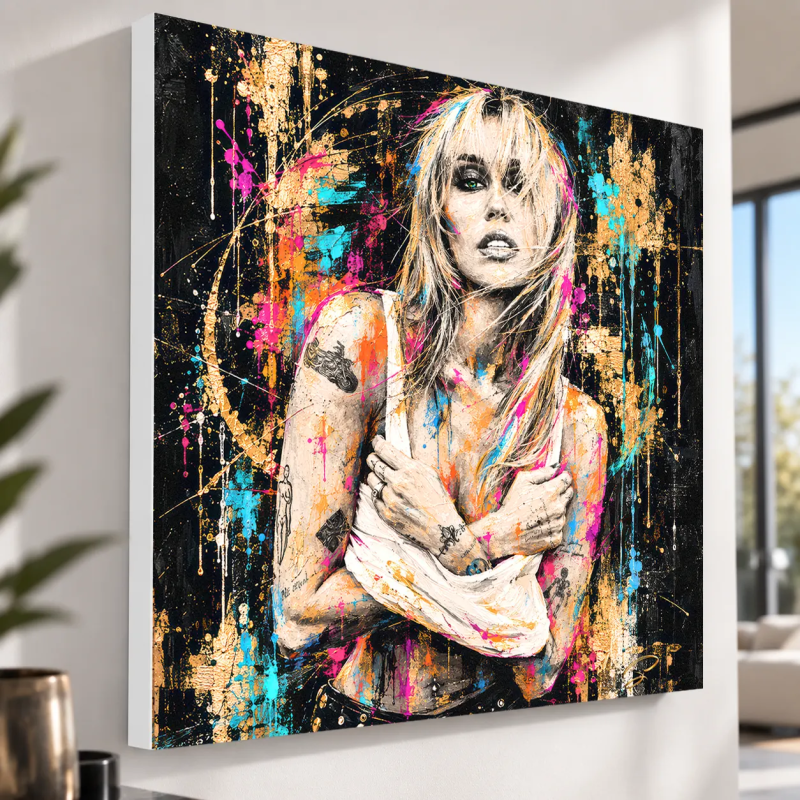 Tableau Miley Golden Rebel impression pvc 5mm