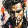 Tableau homme Pop Art contemporain – portrait masculin coloré sur toile par LVIP