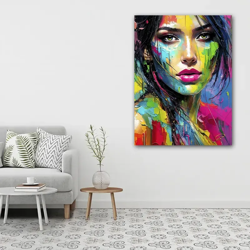 Tableau femme coloré Kira dans un salle d'attente