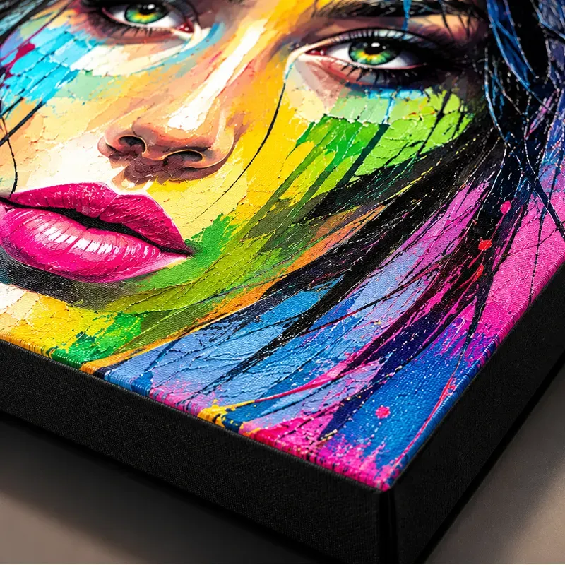 Kira – tableau femme coloré sur Toile Canvas 285 g/m² tranche noire
