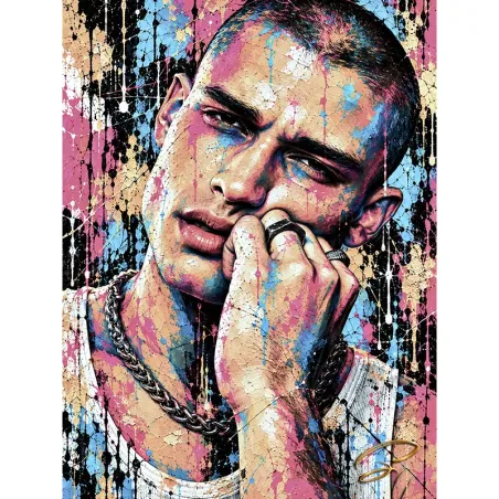 Tableau homme Street Art No Limit – portrait masculin coloré contemporain par LVIP