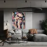 Tableau homme Street Art No Limit dans un salon dans les tons gris
