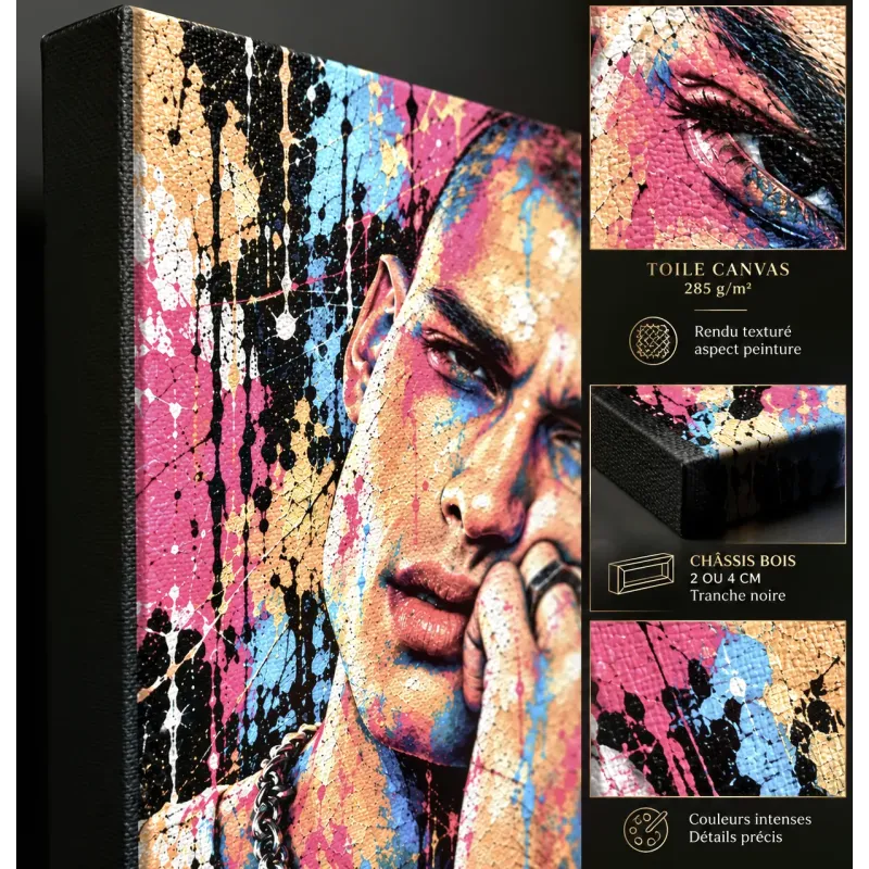 No Limit – tableau homme Street Art sur Toile Canvas 285 g/m² tranche noire