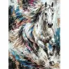 Tableau cheval blanc contemporain coloré Wild Velocity par LVIP