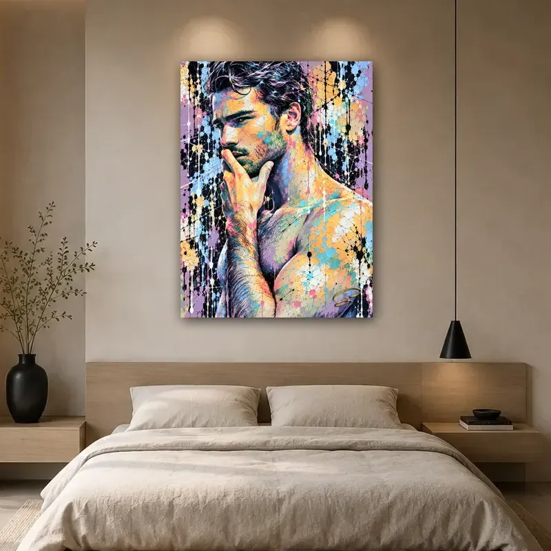 Tableau homme Inner Chaos dans une chambre tons beige