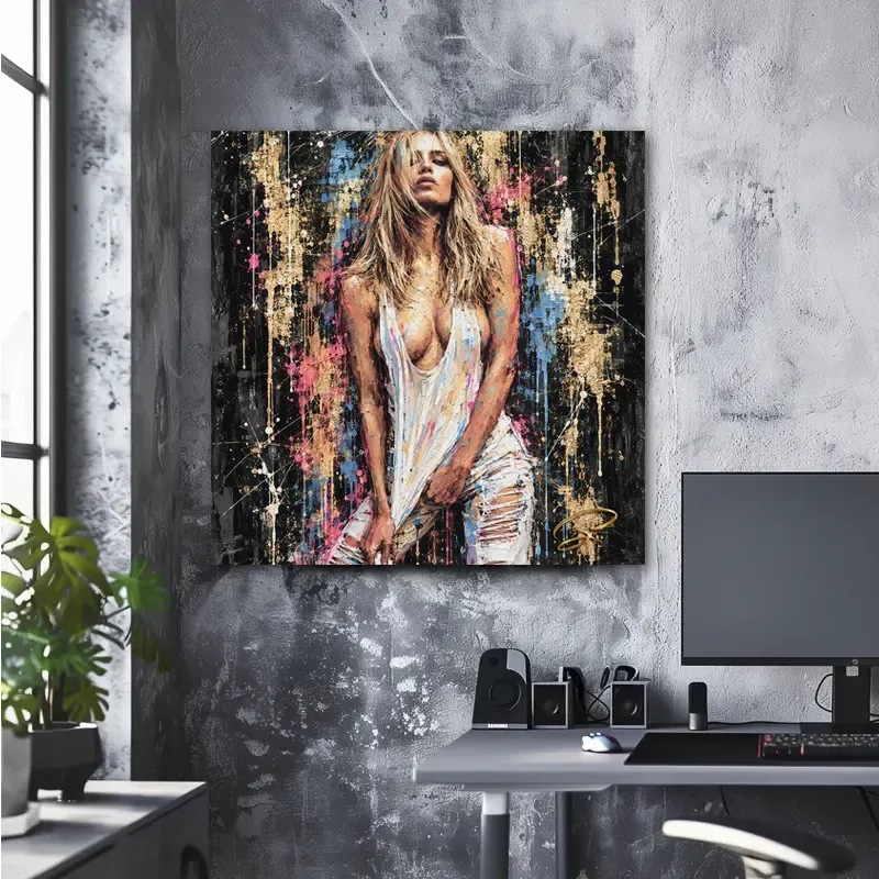 Tableau Golden Rebel dans un bureau contemporain