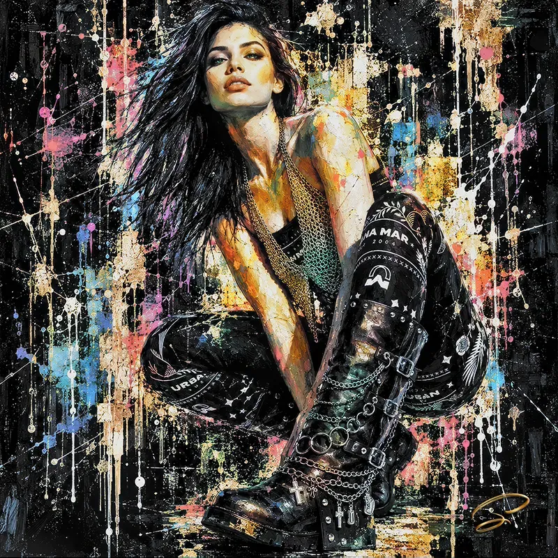 Tableau femme Street Art coloré – Urban Rebel par LVUP