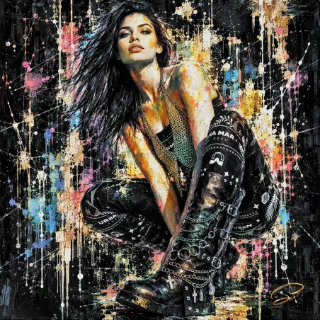 Tableau femme Street Art coloré – Urban Rebel par LVUP