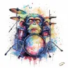 Tableau singe batteur Pop Art coloré – Drum Monkey par LVIP