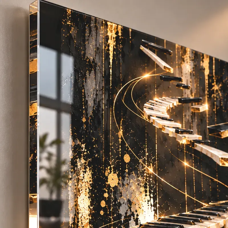 Tableau Golden Rhapsody sur Plexiglas 3 mm brillant sans attache visible