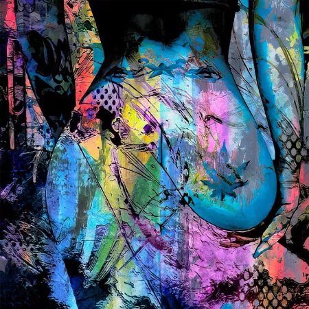   TABLEAU SEXY FEMME NUE POP ART  Superbe tableau érotique représentant de dos une femme dénudée, dans des couleurs acidulées en