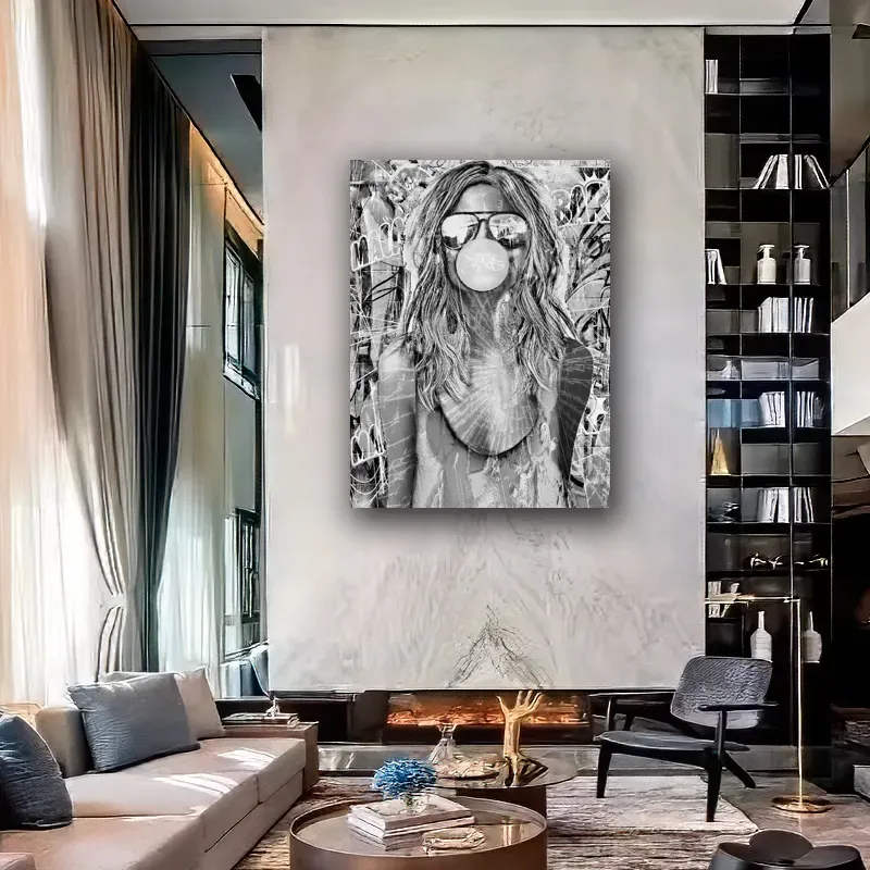tableau pop art portrait féminin moderne salon design