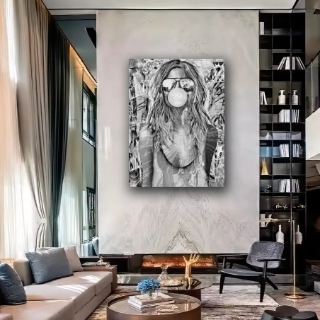 tableau pop art portrait féminin moderne salon design