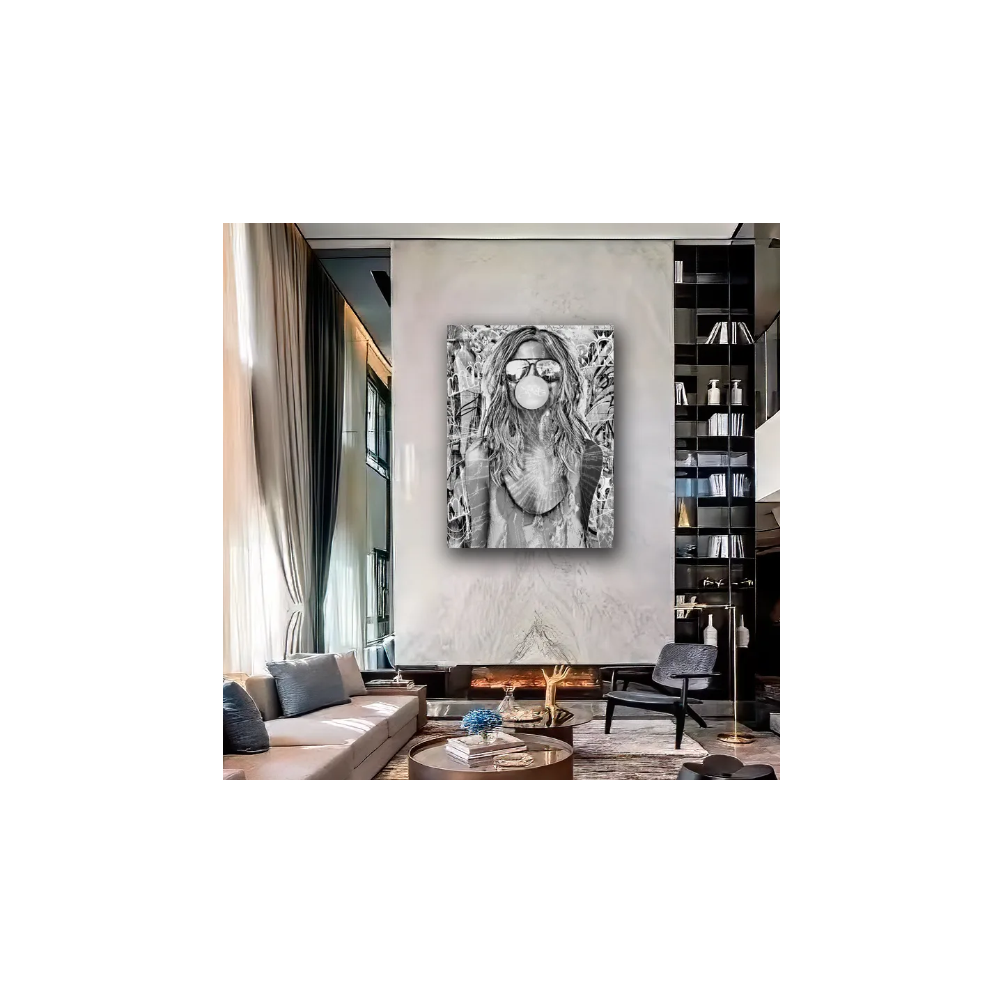 tableau pop art portrait féminin moderne salon design