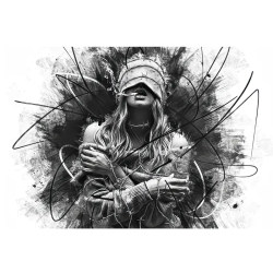 tableau noir et blanc  Ink femme art moderne décoration murale