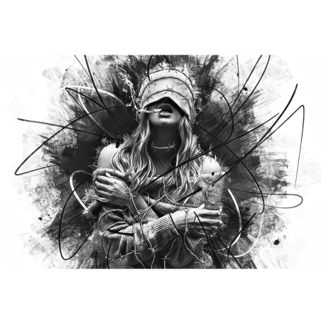 tableau noir et blanc Ink femme art moderne décoration murale