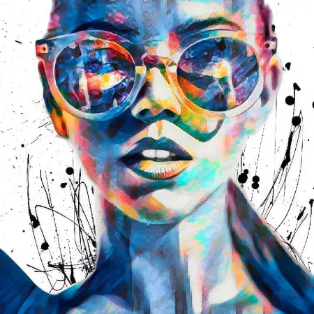   PORTRAIT NINA POP SUNGLASSES  Superbe création design représentant une jeune femme Nina portrant des lunettes de soleil ronde 
