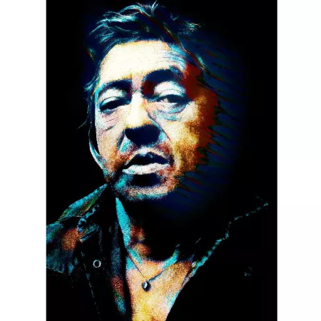   TABLEAU SERGE GAINSBOURG POP  Portrait sobre représentant Serge Gainsbourg, notre Poëte préfèré des français où les notes de m