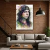 tableau Billie Eilish art contemporain décoration murale pour salon design