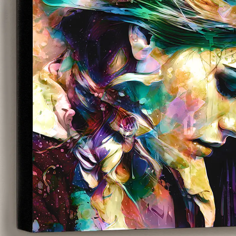 Tableau Pop Art Coloré Profil Jeune Femme à la Natte – Décoration Murale Moderne