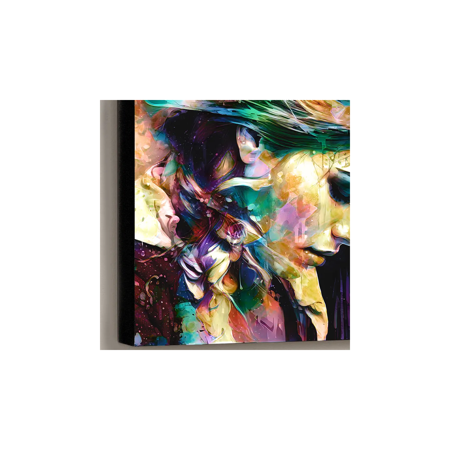 Tableau Pop Art Coloré Profil Jeune Femme à la Natte – Décoration Murale Moderne