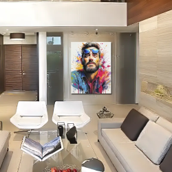 portrait pop art Jeffrey Dean Morgan couleurs vibrantes tableau moderne pour salon