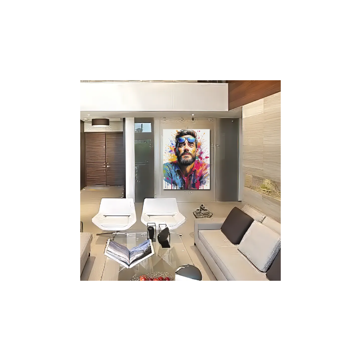 portrait pop art Jeffrey Dean Morgan couleurs vibrantes tableau moderne pour salon