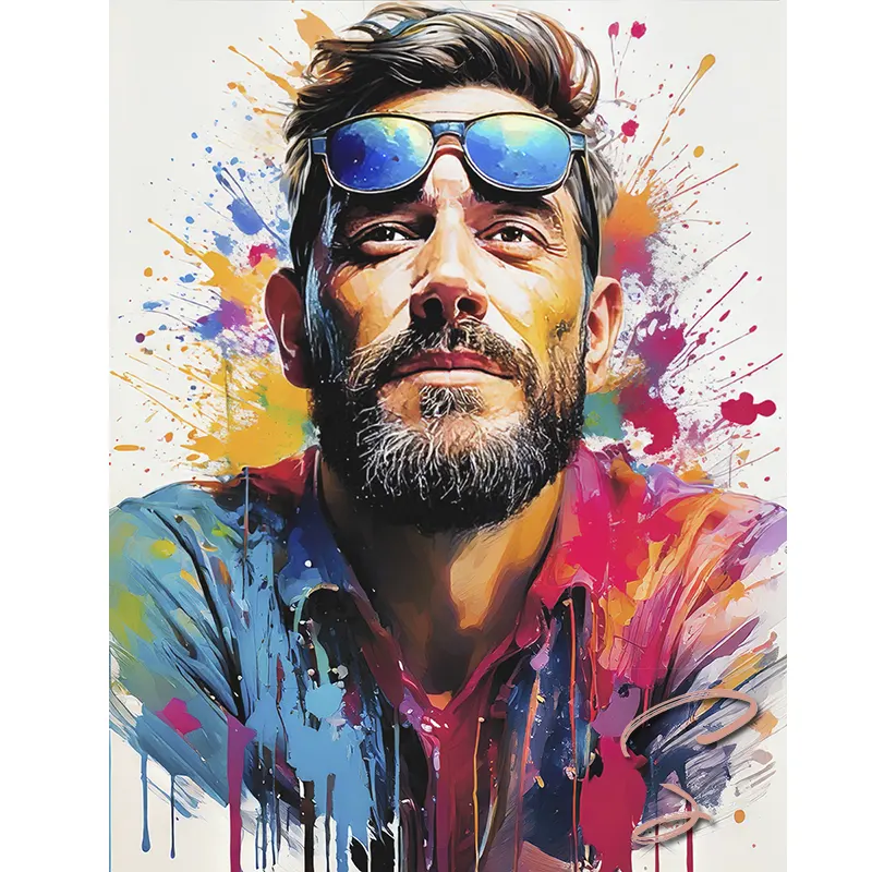 portrait pop art Jeffrey Dean Morgan couleurs vibrantes tableau moderne